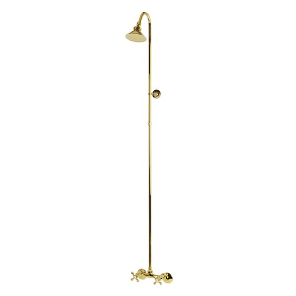 Shower Combo, 2, Wall Mount, Polished Brass